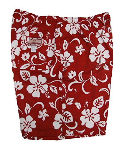 Classic Hibiscus Men's Elastic Waist 3-Pocket Cotton Shorts